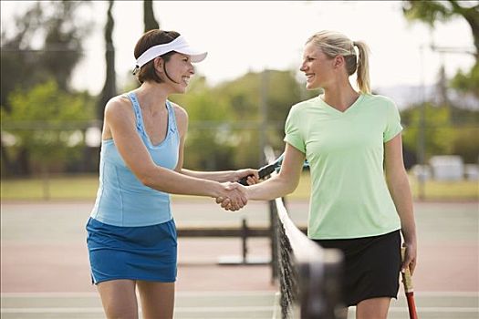 女性,网球手,握手,网络