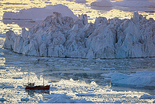 游船,冰山,迪斯科湾,格陵兰