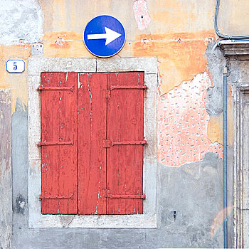 一个,道路,交通标志,高处,窗户,威尼斯,意大利
