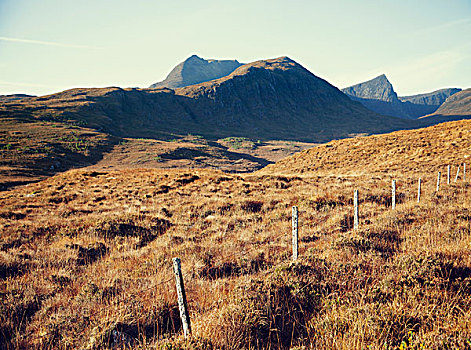 山景,栅栏,苏格兰,英国