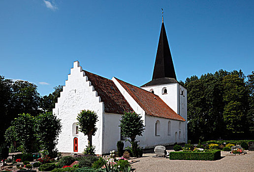 白色,教堂,岛屿,丹麦