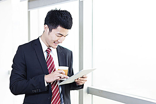 英俊,亞洲,商務,男人,現代辦公室