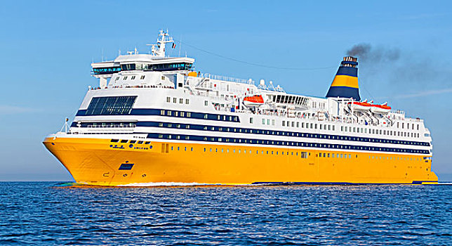 黄色,乘客,渡轮,地中海