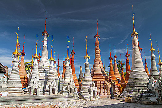 佛教,佛塔,旅店,塔,复杂,掸邦,缅甸