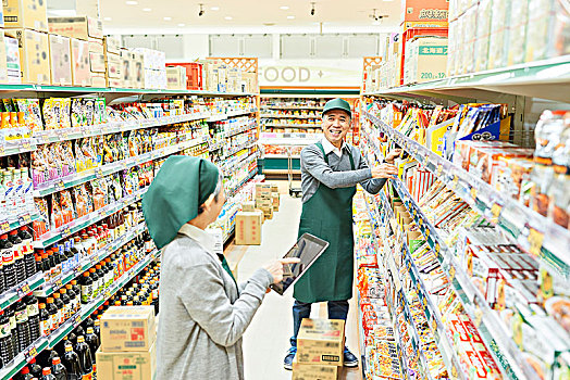 老人,女人,工作,检查,超市