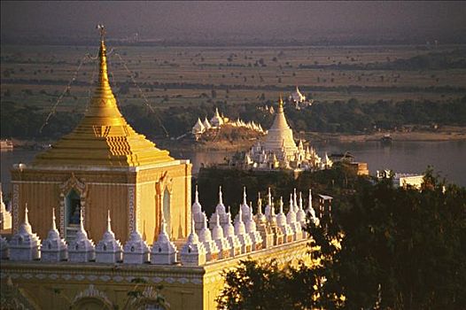 俯拍,塔,传说,缅甸