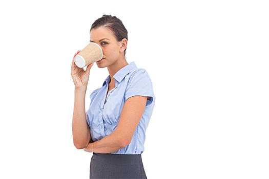 职业女性,喝,咖啡杯