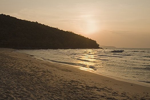日落,海滩,泰国