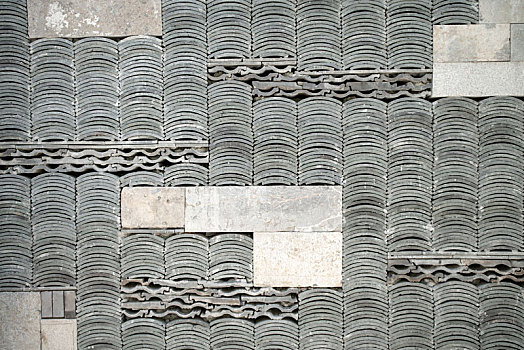中式青砖灰瓦墙