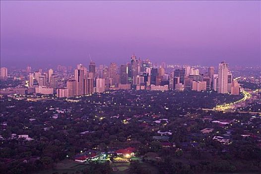 菲律宾,马尼拉,夜景,马卡蒂,商务,区域,天际线