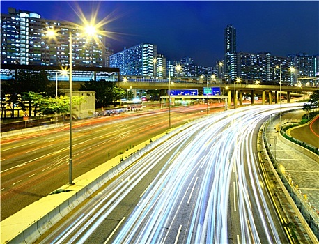 交通,夜晚,公路