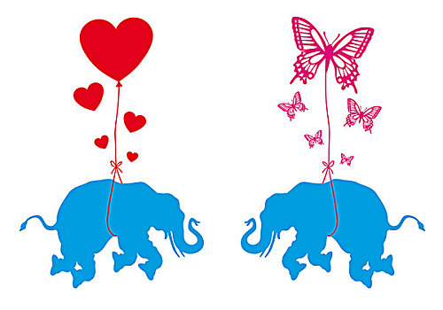 大象,心形,蝴蝶