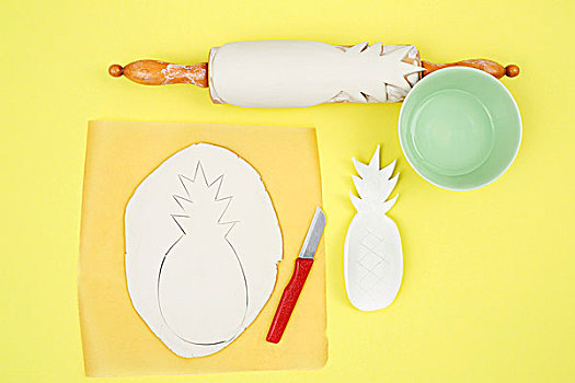 制作,菠萝,笔,固定器具,粘土