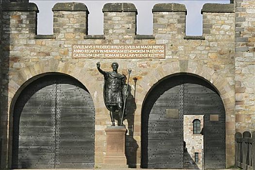 入口,罗马,城堡,雕塑,帝王,铭刻,德国,黑森州