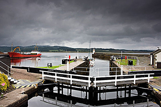 苏格兰,码头,港口,水岸