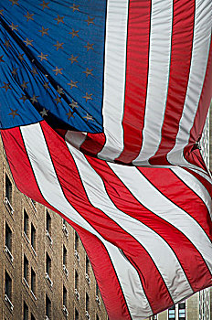 美国国旗,飘动,风,第6大街,曼哈顿,纽约,美国