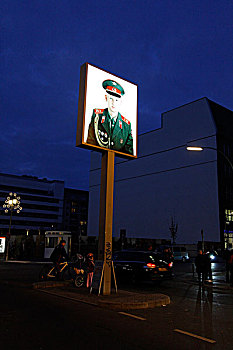 图像,军人,查理检查站,夜晚,柏林,德国,欧洲