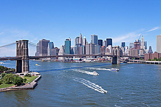 天际线,曼哈顿,布鲁克林,桥,风景,纽约,美国