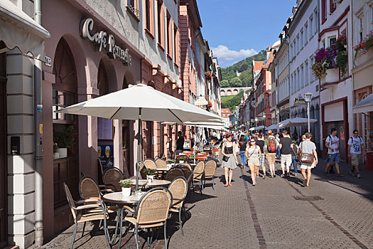 街头咖啡馆,步行街,海德堡,巴登符腾堡,德国