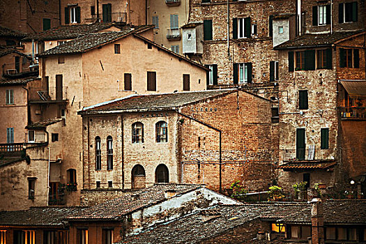 老建筑,背景,锡耶纳,意大利