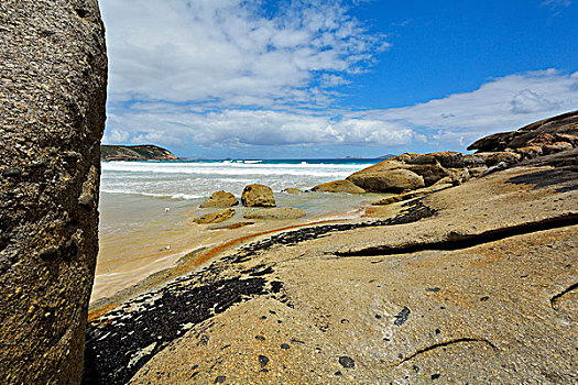 花冈岩,海岸,海滩,威尔逊-普勒蒙特利国家公园,维多利亚,澳大利亚