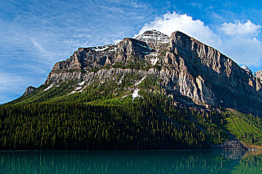 山,湖岸,路易斯湖,班芙国家公园,艾伯塔省,加拿大