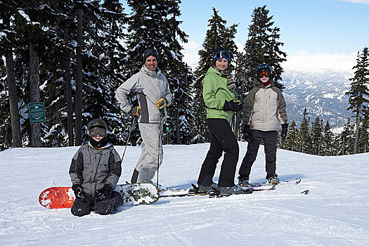 肖像,家庭,滑雪,不列颠哥伦比亚省,加拿大