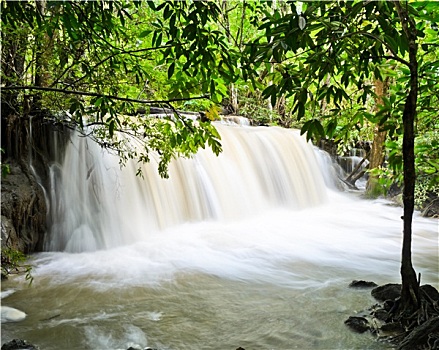 瀑布,黄色,河流,泰国