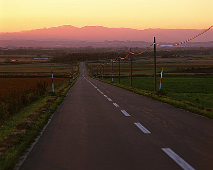 笔直,道路,黄昏