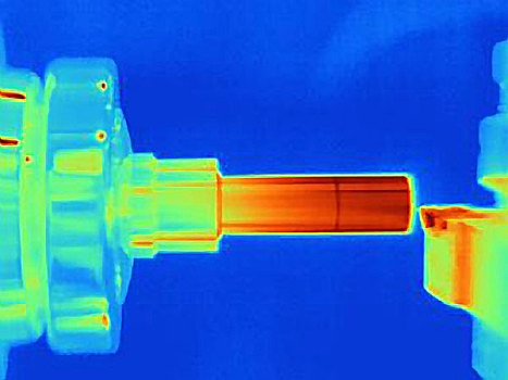 热成像,转,局部,车床,展示,热,刀具