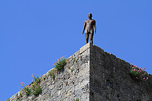 现代,雕塑,一个,住宅,塔,中世纪,城镇,圣吉米尼亚诺,锡耶纳省,托斯卡纳,意大利,欧洲
