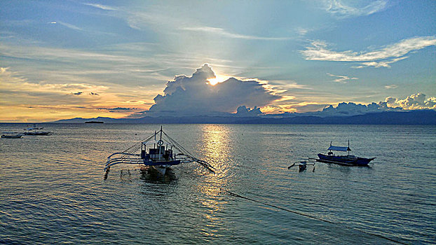 日落,上方,海洋,宿务,菲律宾