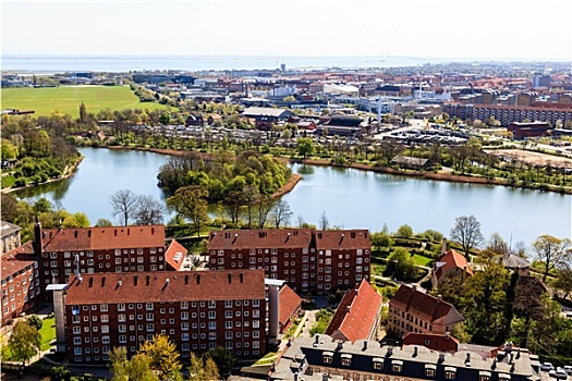 航拍,屋顶,运河,哥本哈根,丹麦
