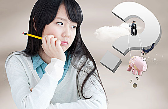 美女,看,问号