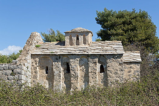 教堂,遗址,岛屿,达尔马提亚,克罗地亚,欧洲