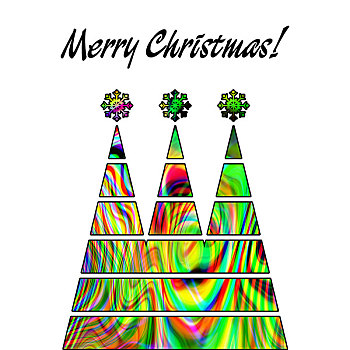 艺术,圣诞节,三个,树,绿色,黄金,彩虹,彩色,抽象图案,隔绝,白色背景,背景