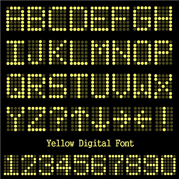 黄色,数码,字体