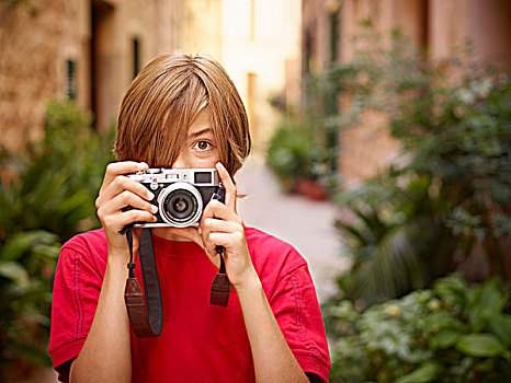 男孩,头像,摄影,乡村,街道,单反相机,马略卡岛,西班牙