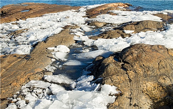 融化,冰,波罗的海,岸边