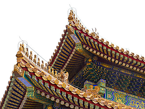 盖屋顶细节,故宫,北京,中国