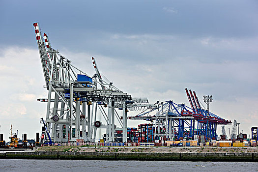 码头,地面,起重机,港口,汉堡市,德国,欧洲