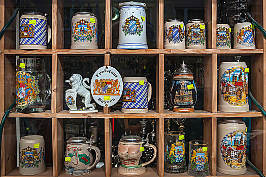 多样,啤酒杯,巴伐利亚,出售,慕尼黑,上巴伐利亚,德国,欧洲