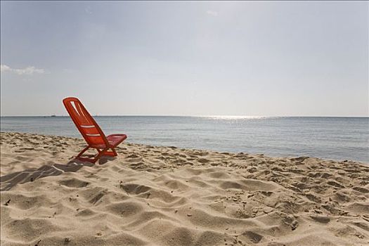 塑料制品,折叠椅,海滩,萨丁尼亚,意大利