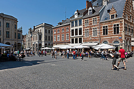 大广场,街道咖啡店,比利时,欧洲