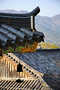 韩国,南,省,庆尚南道,木质,屋顶,佛教寺庙