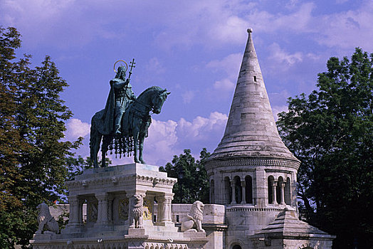 匈牙利,布达佩斯,山,城市,雕塑