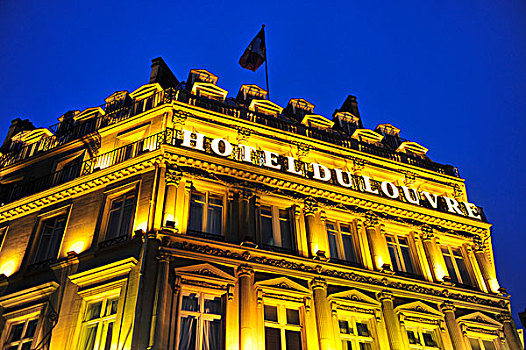 酒店,卢浮宫,黄昏,巴黎,法国,欧洲