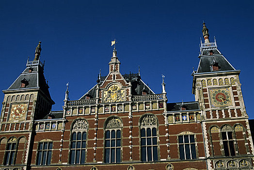 荷兰,阿姆斯特丹,中央车站,建筑细节