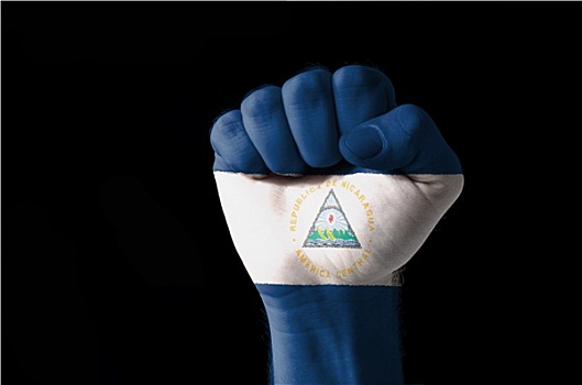 拳头,涂绘,彩色,尼加拉瓜,旗帜