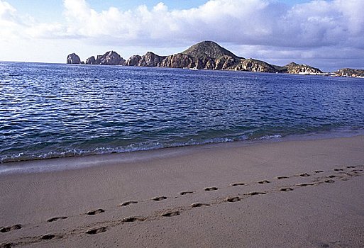 脚印,海滩,卡波圣卢卡斯,北下加利福尼亚州,墨西哥